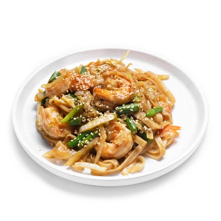 Креветки Пад-Тай с рисовой лапшой