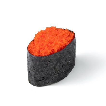 Гункан с икрой тобико (оранжевая, красная, зеленая)